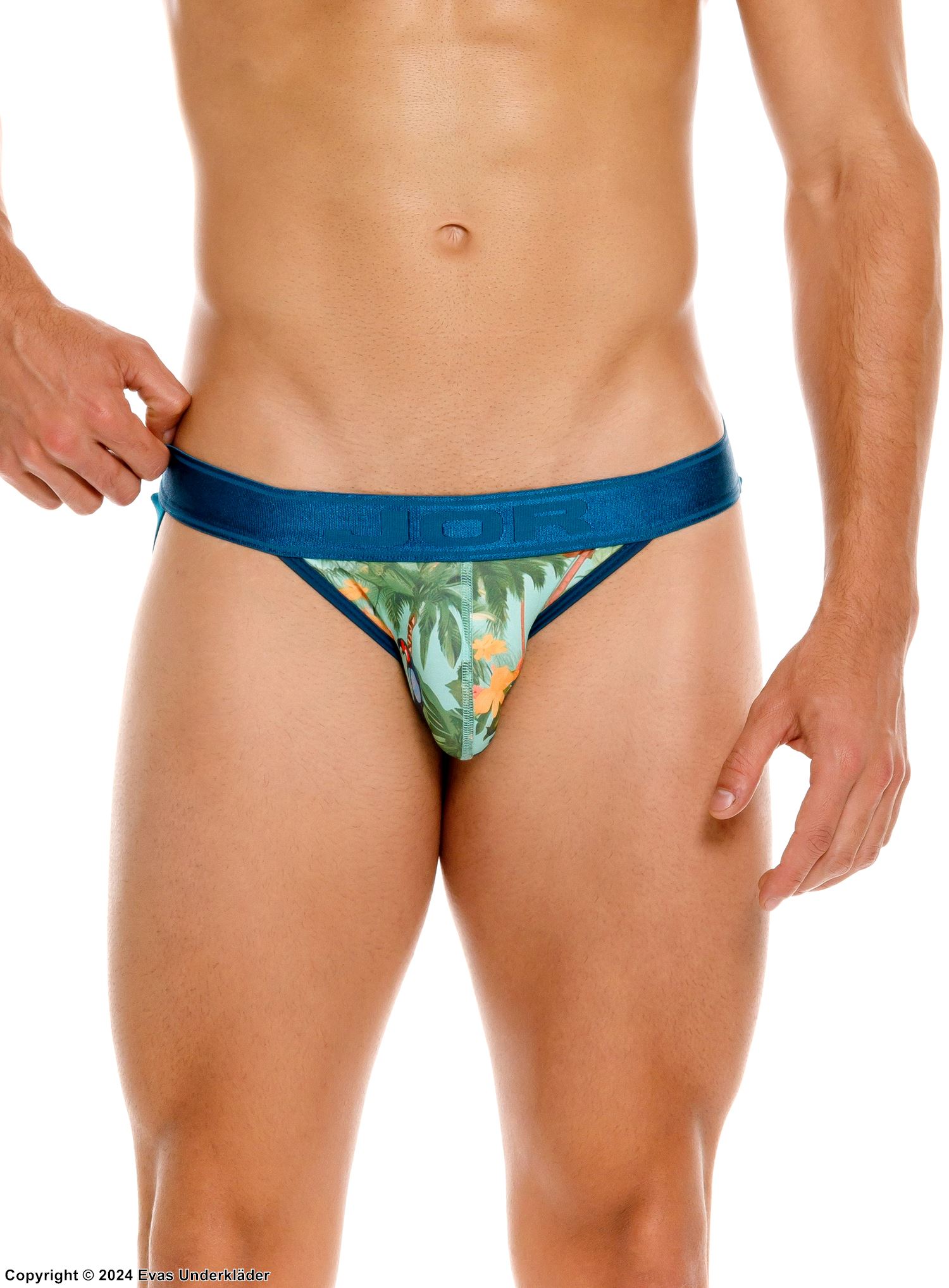 Men's thong, tropical pattern